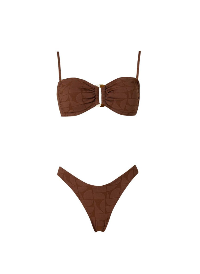 Bikini Stefania Frangista Melita Bandeau Bikini Jacquard Coffee Apoella