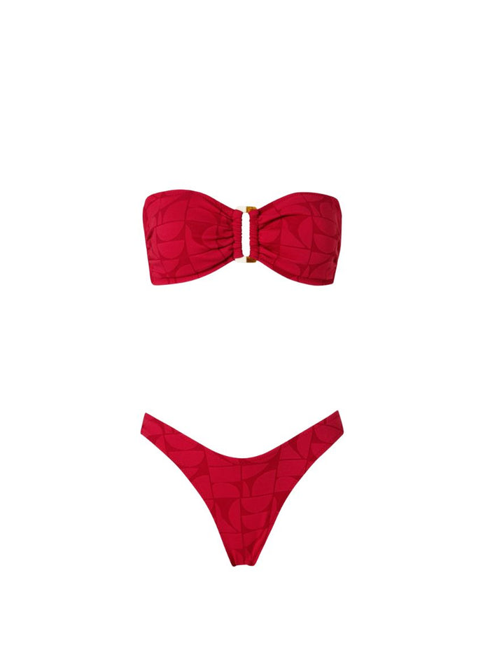 Bikini Stefania Frangista Melita Bandeau Bikini Jacquard Lipstick Apoella