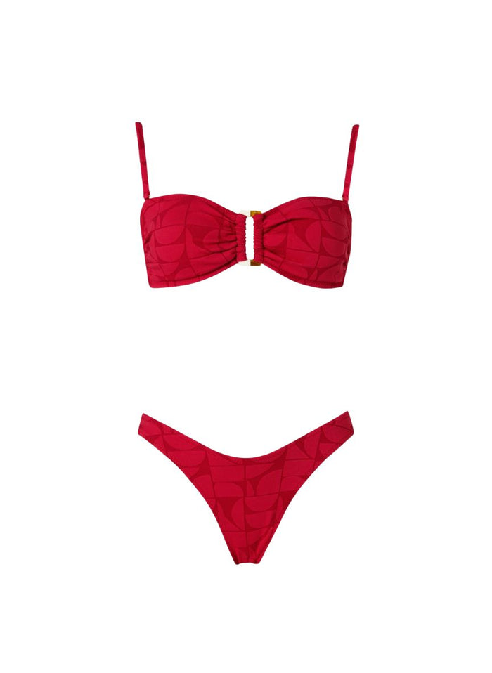 Bikini Stefania Frangista Melita Bandeau Bikini Jacquard Lipstick Apoella