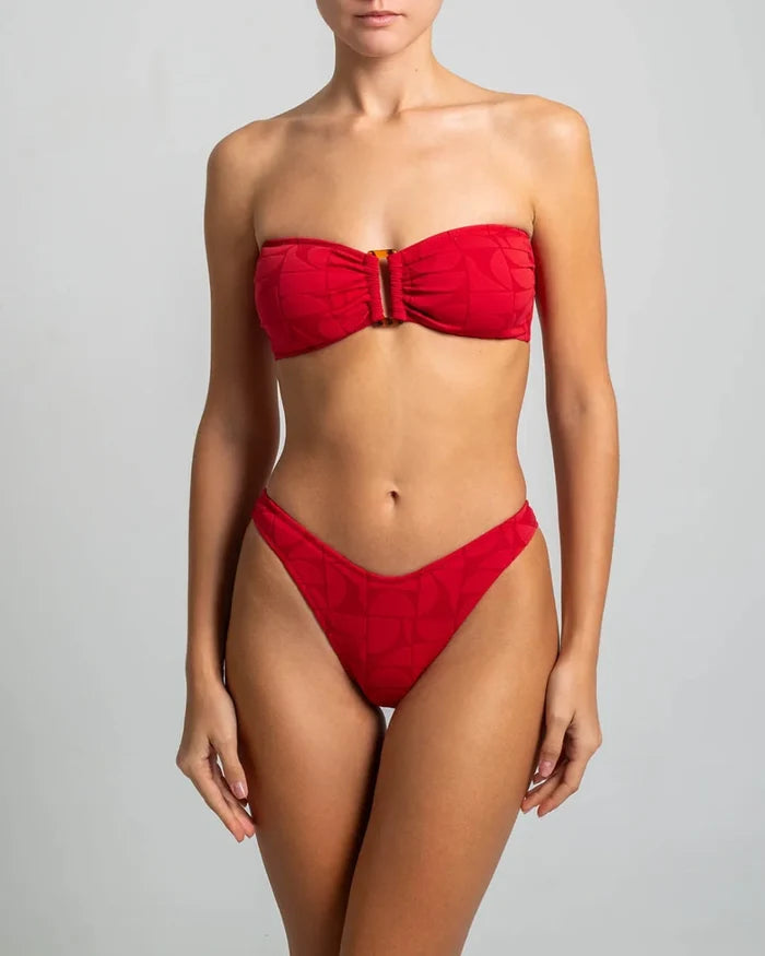 Bikini Stefania Frangista Melita Bandeau Bikini Jacquard Lipstick Apoella