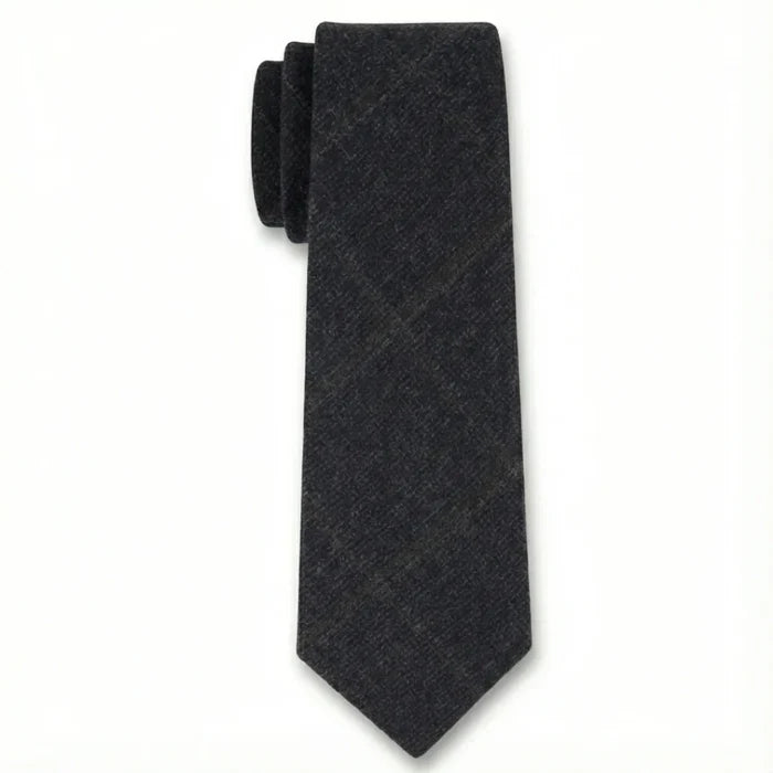 Men's Wool Blend Herringbone Plaid Tweed Tie