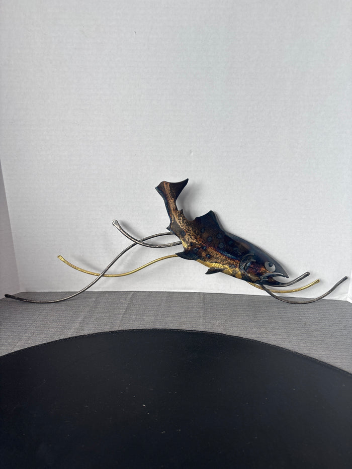 Metal Fish Wall Sculpture; Signed