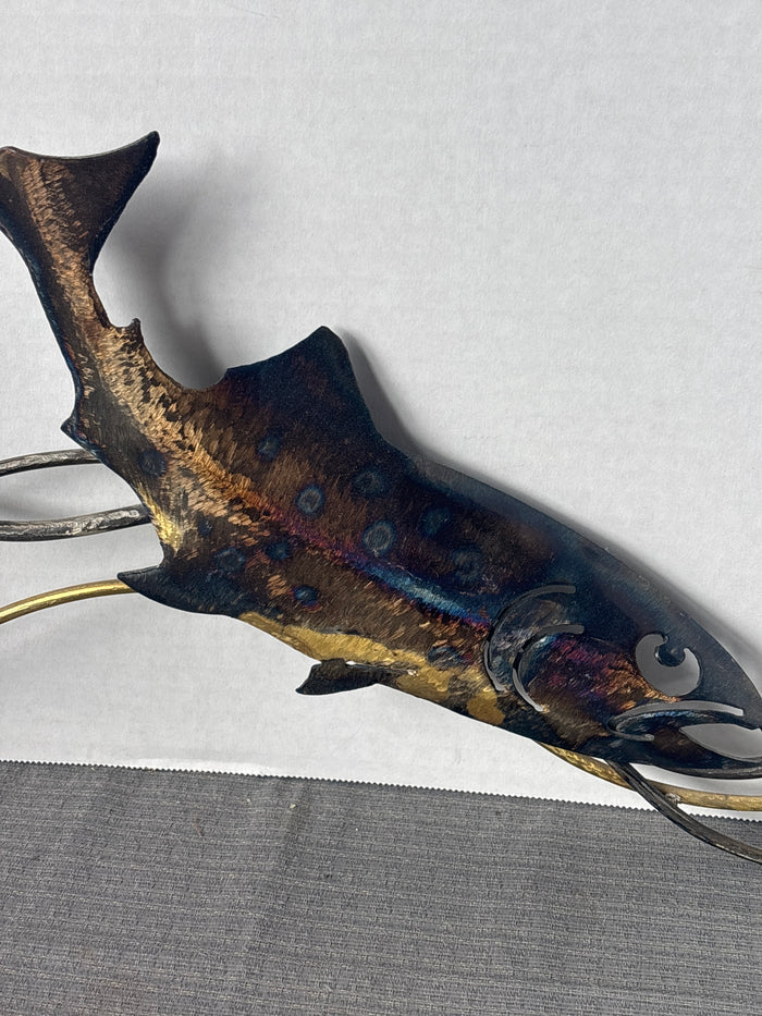 Metal Fish Wall Sculpture; Signed
