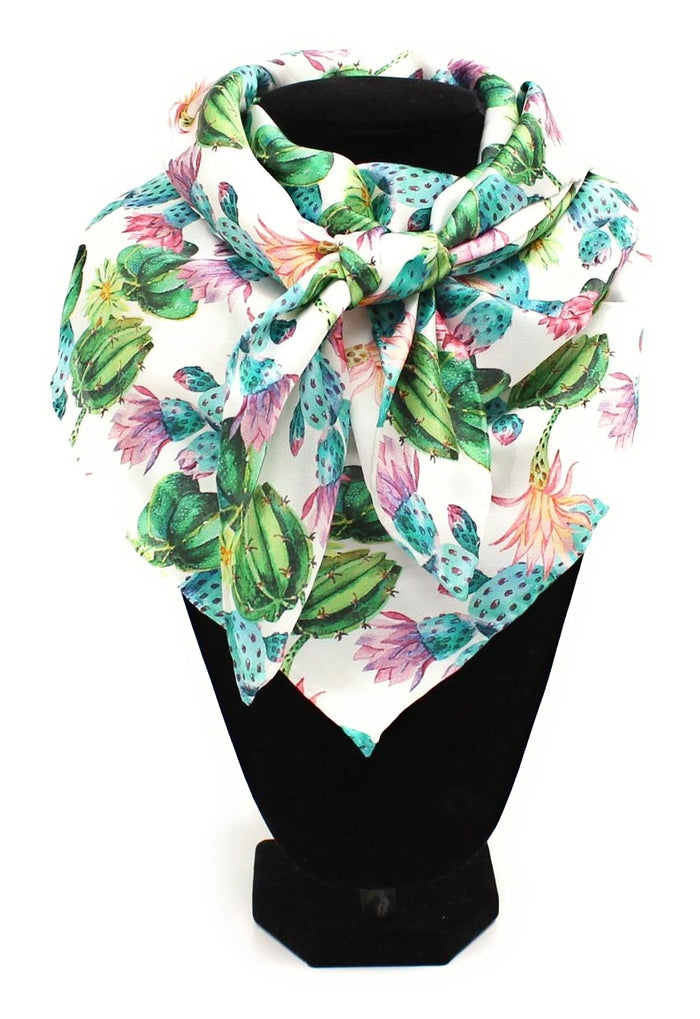 Silk Wild Rag - White Cactus