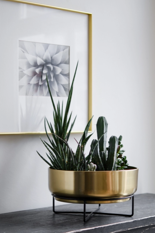 Mid Century Gold Planter