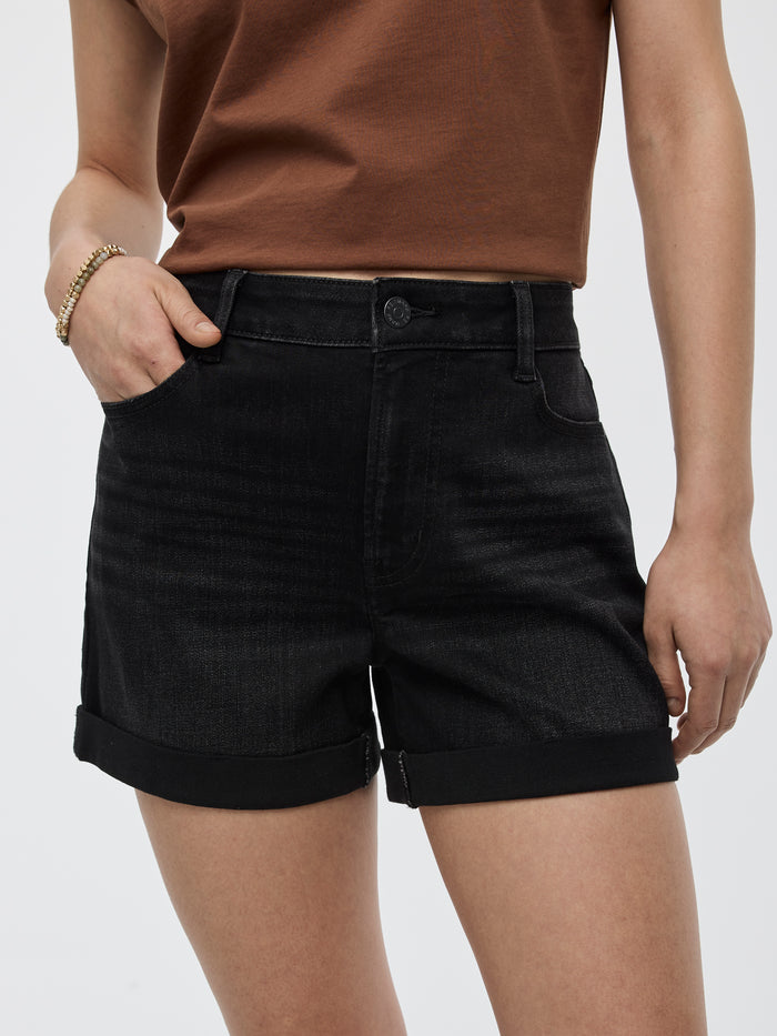 Mid-Rise Denim Shorts with Rolled Hem