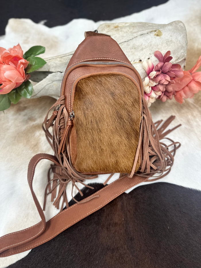 Montana West Cowhide Fringe Mini Backpack