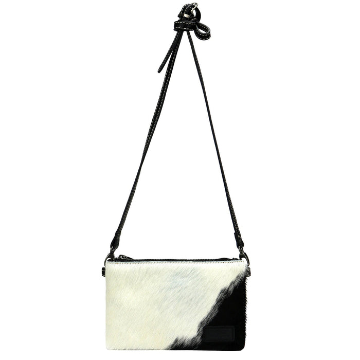 Hair-On Cowhide Leather Clutch/Crossbody - Black