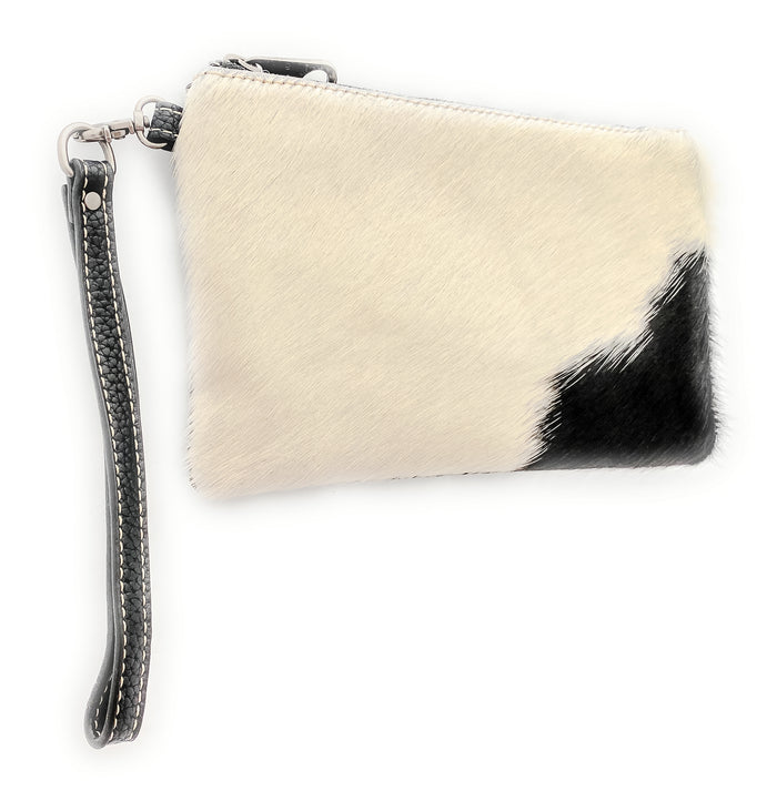 Hair-On Cowhide Leather Clutch/Crossbody - Black