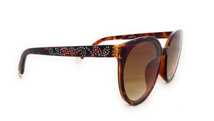 Montana West Rhinestone Cat Eye Sunglasses, Tortoise