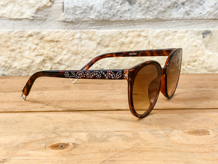 Montana West Rhinestone Cat Eye Sunglasses, Tortoise