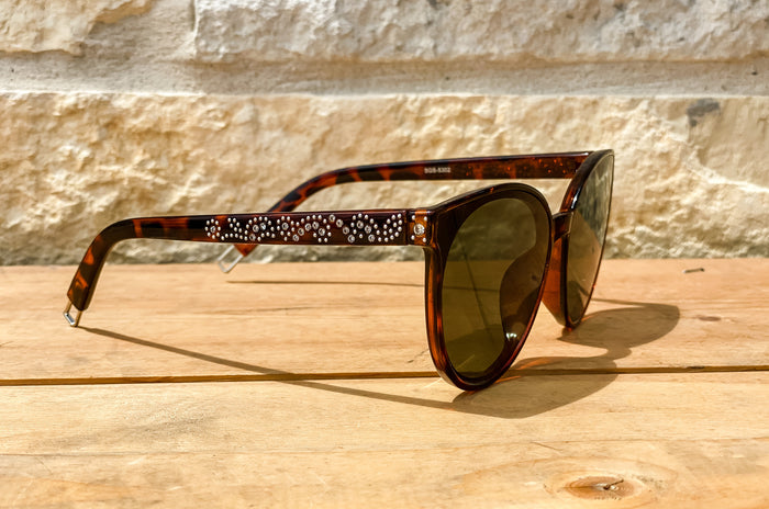 Montana West Rhinestone Cat Eye Sunglasses, Tortoise