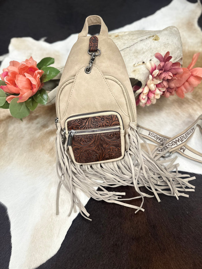 Montana West Tooled Fringe Sling Backpack