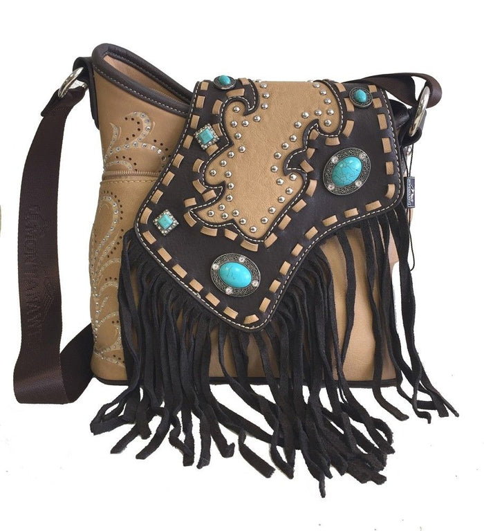Montana West Turquoise and Fringe Western Crossbody