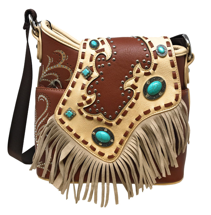 Montana West Turquoise and Fringe Western Crossbody