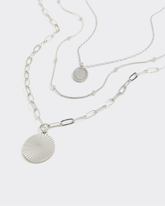 Multi-Chain Necklace with Round Pendants