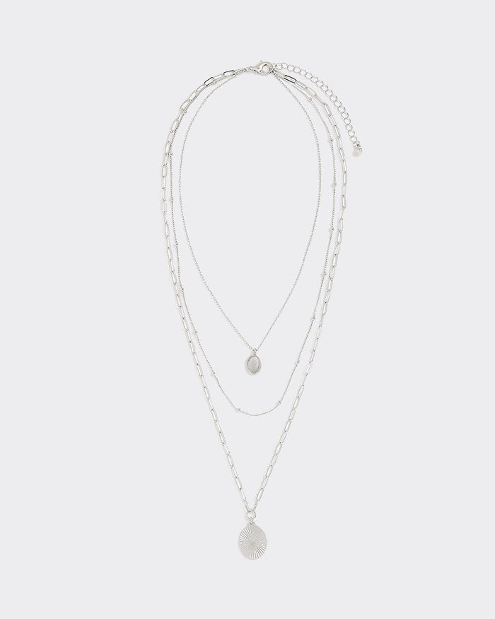 Multi-Chain Necklace with Round Pendants