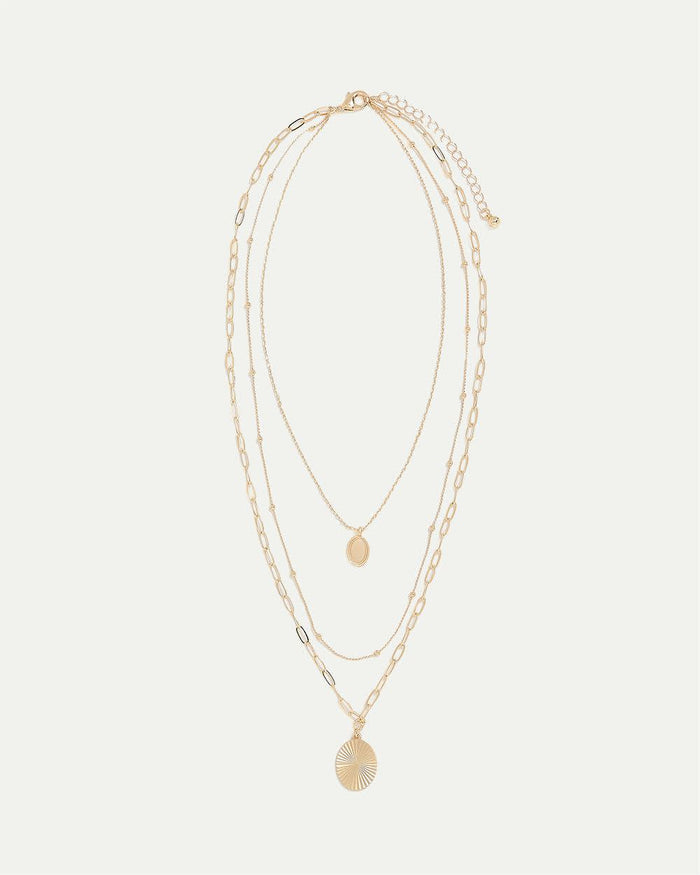 Multi-Chain Necklace with Round Pendants