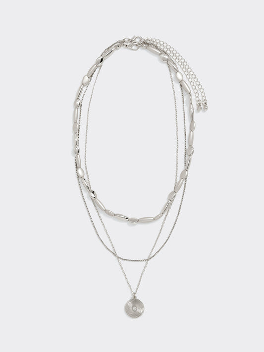 Multilayer Short Necklace with Pendant