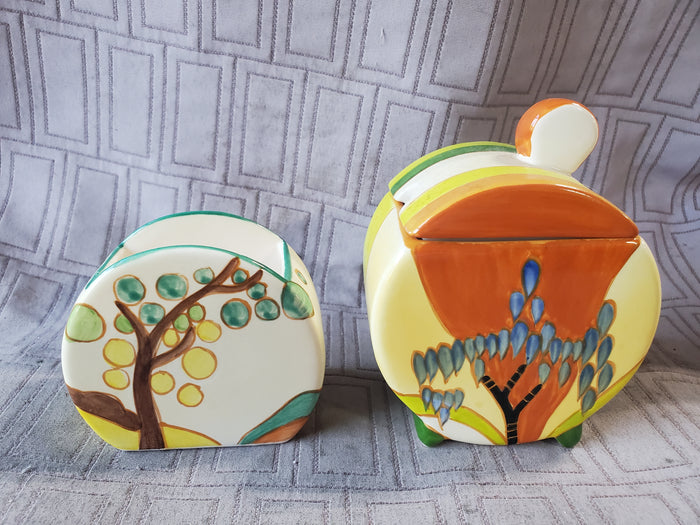 Museum of Modern Art Clarice Cliff Jam Pot and Sugar Bowl Set