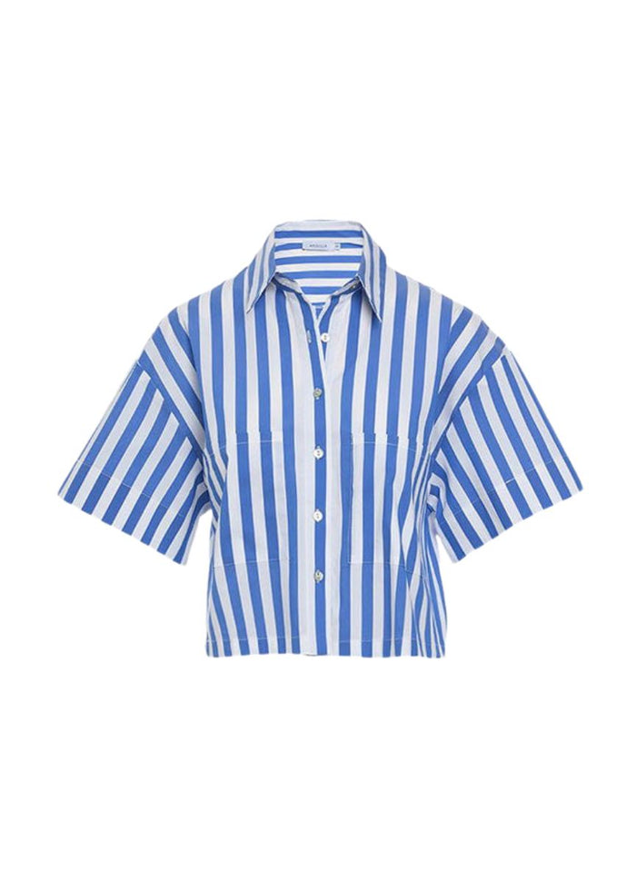 Shirts Apoella Myrto Cropped Shirt Thick Blue Stripes Apoella