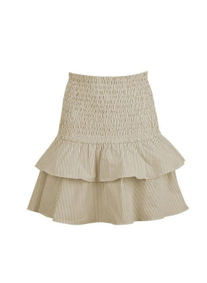 Skirts Apoella Nafsika Smocked Short Skirt Striped Khaki Apoella