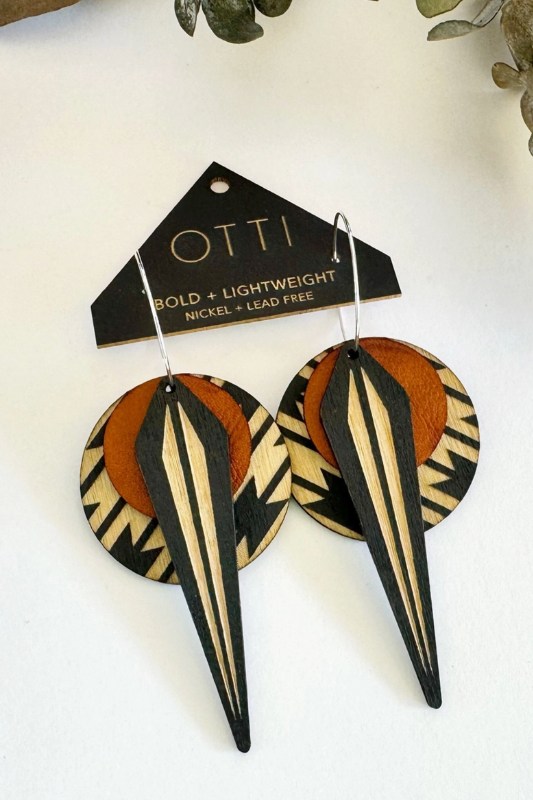 Naja Leather+Birch Earrings