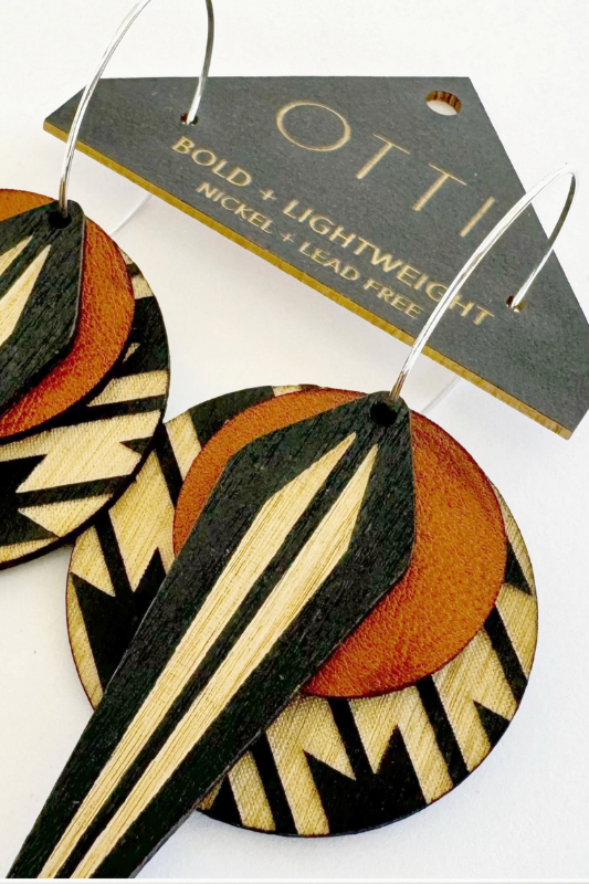Naja Leather+Birch Earrings