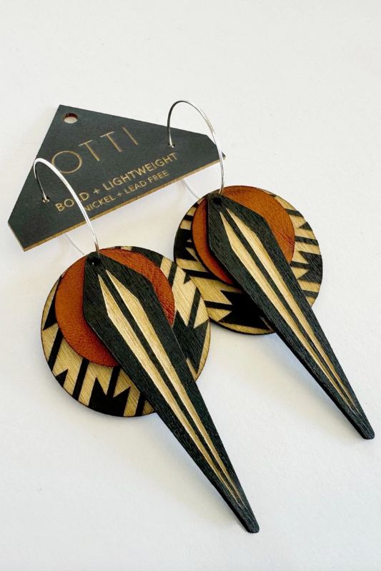 Naja Leather+Birch Earrings