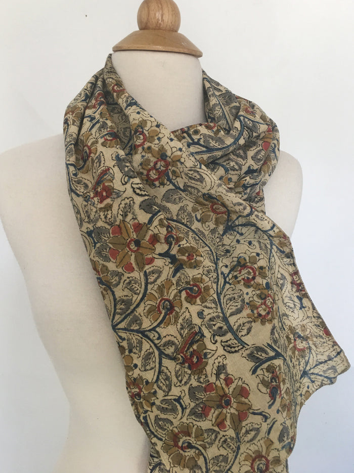 Natural Dye Cotton Block Print Scarf IX