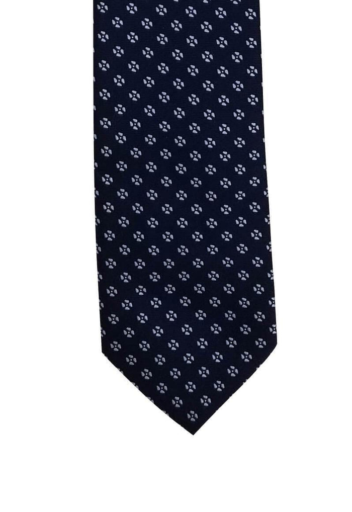 Navy Blue-Flowered Geometric Pre-tied Tie, Tie, GoTie