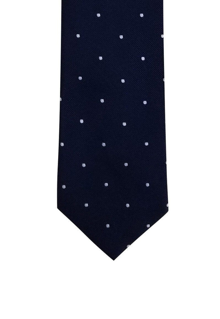 Navy Silver Dotted Pre-tied Tie, Tie, GoTie