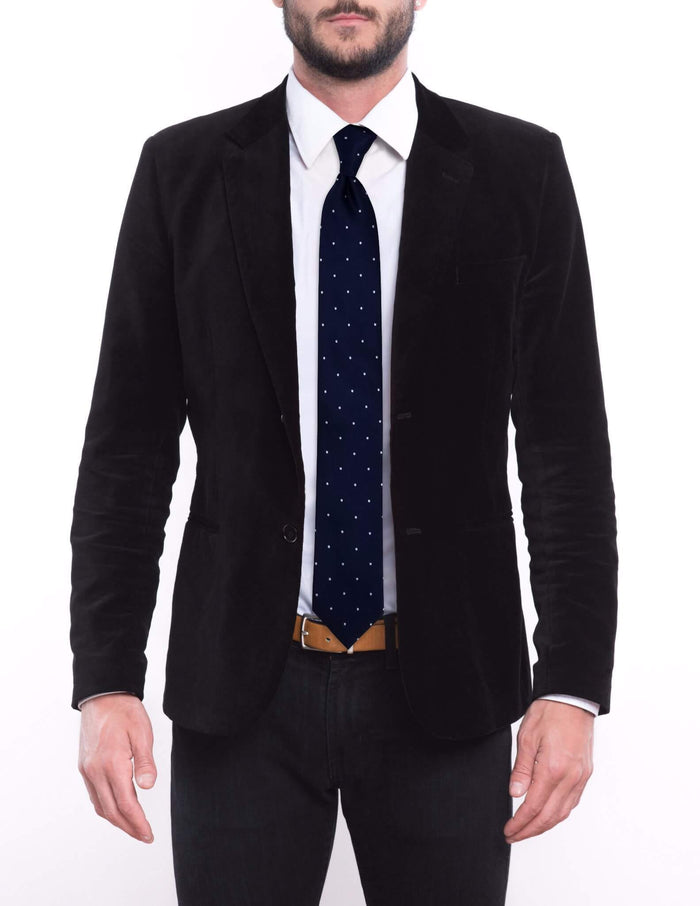 Navy Silver Dotted Pre-tied Tie, Tie, GoTie