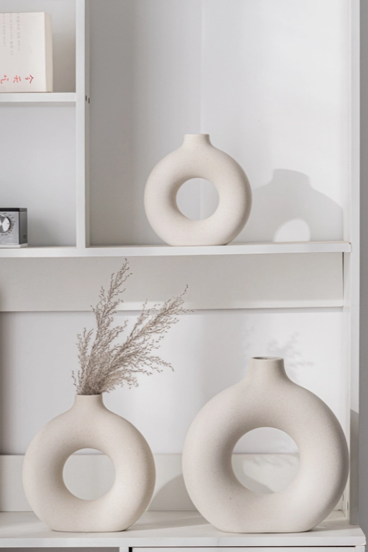 Neutral Nordic Donut Vase