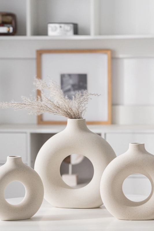 Neutral Nordic Donut Vase