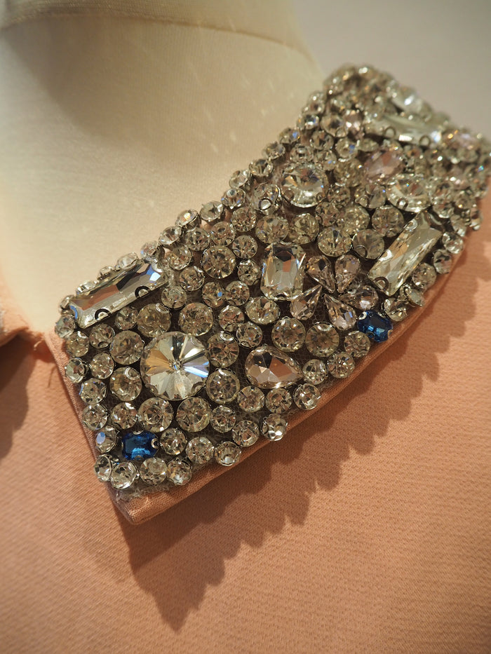 No Label Pink Jewelled Neck Midi Pencil Dress Size Large