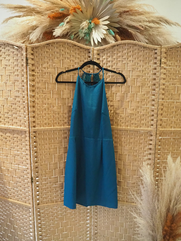 Oasis Teal Lace Detail Dress New RRP £58 Size 12