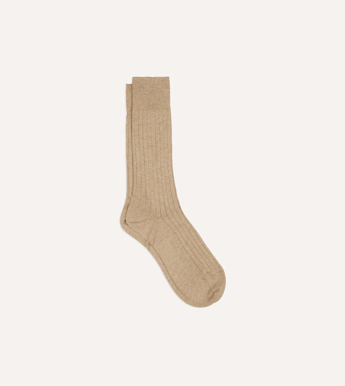 Oatmeal Cotton Mid-Calf Socks