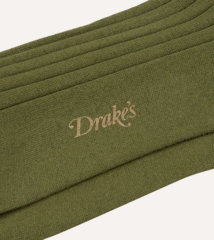 Olive Cotton Mid-Calf Socks