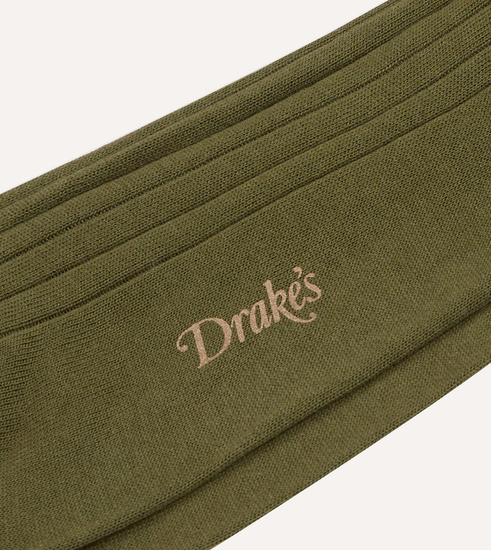 Olive Cotton Over-the-Calf Socks