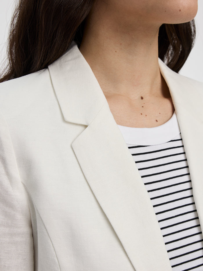 Open Linen Blazer with 3/4 Sleeves