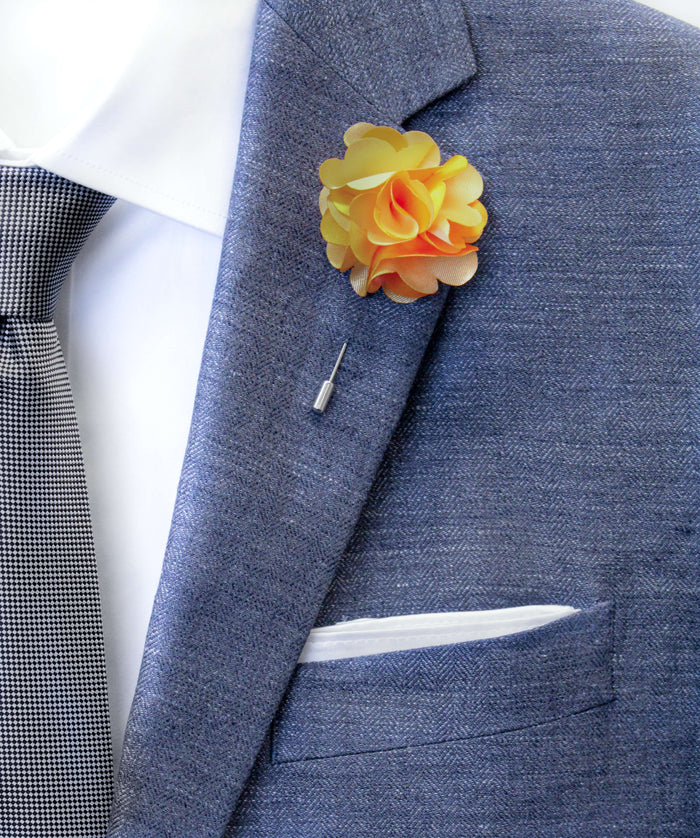 Orange Blossom Flower Lapel Pin