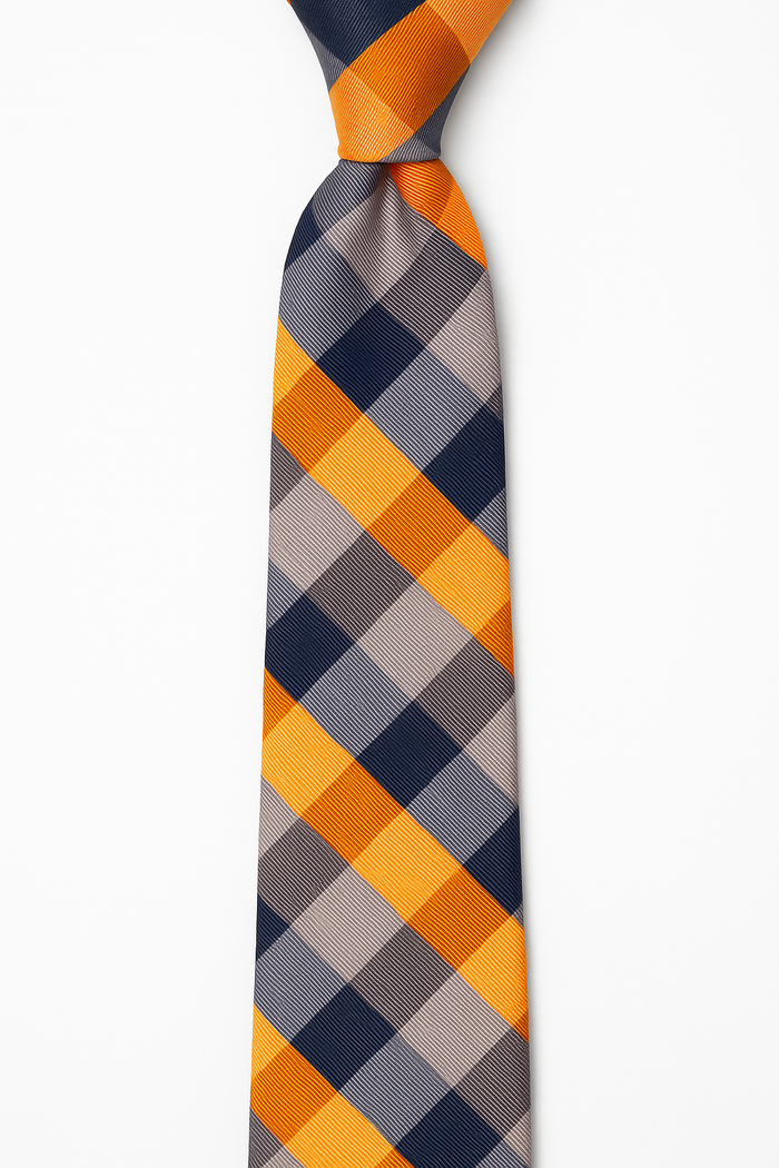 AI generated marketing image for Orange Blue Plaid Skinny Tie