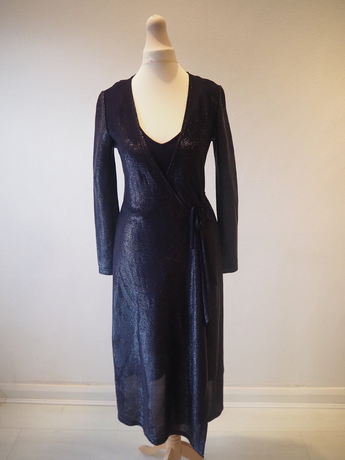 & Other Stories Navy Wrap Sparkle Dress Small