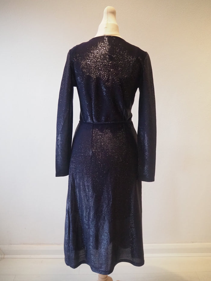 & Other Stories Navy Wrap Sparkle Dress Small