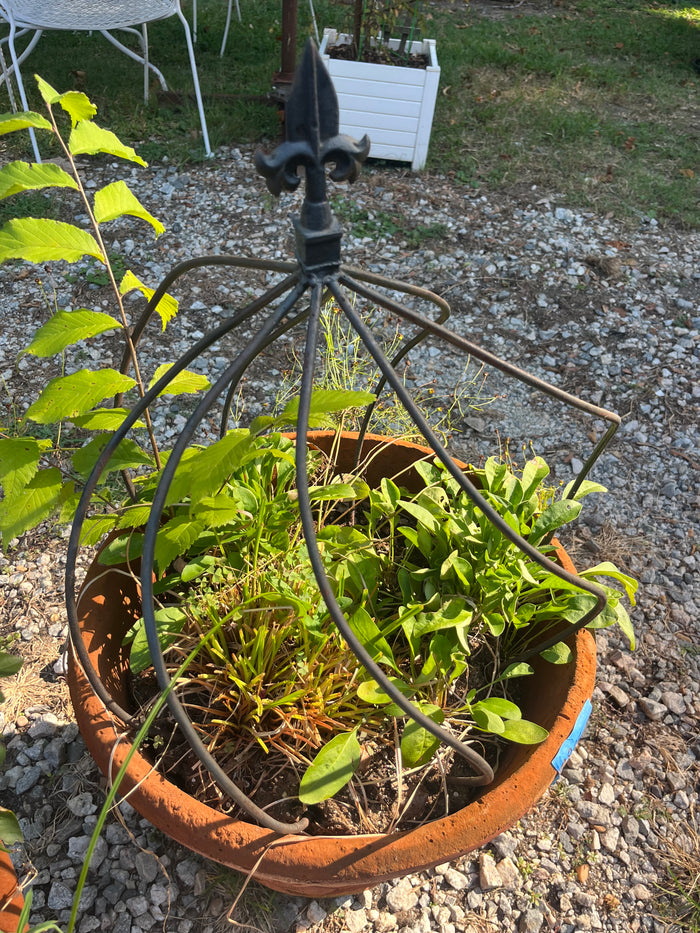 Pair of Plastic/Styrofoam Pots with Decorative Metal Plant Supports