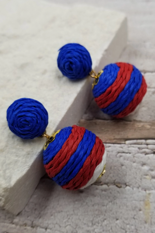 Patriotic Pom Pom Earrings
