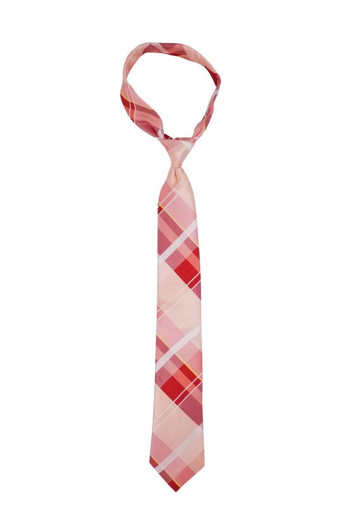 Peach Plaid Skinny Pre-tied Tie, Tie, GoTie