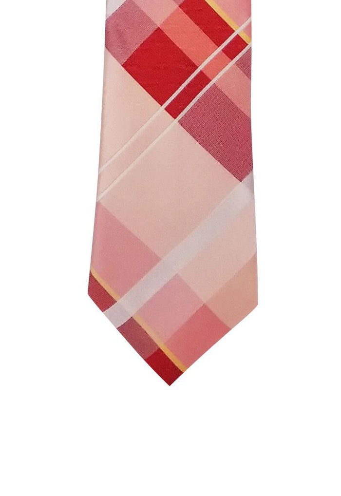 Peach Plaid Skinny Pre-tied Tie, Tie, GoTie