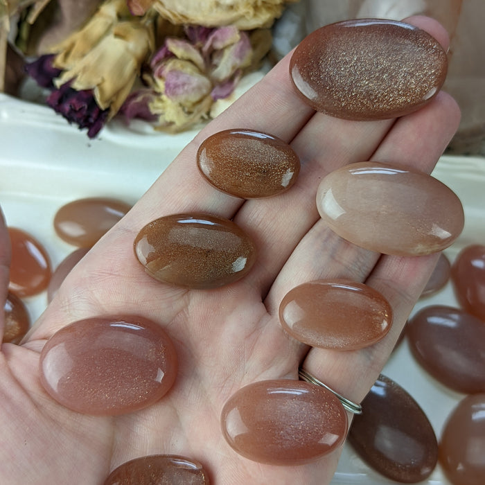 Peach Sunstone Oval Cabochons